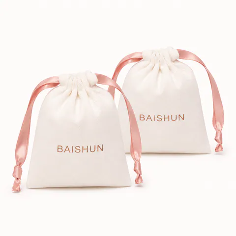 Blush cotton drawstring pouch