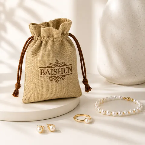Natural jute drawstring pouch