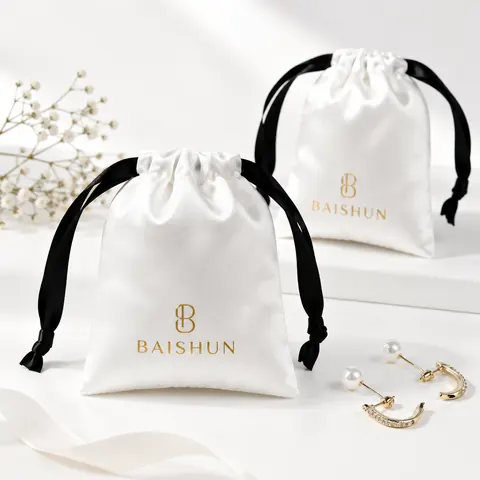 Satin-look drawstring pouch