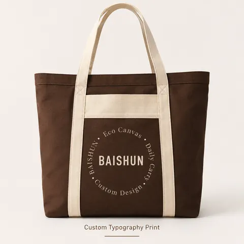 Brown and natural canvas tote