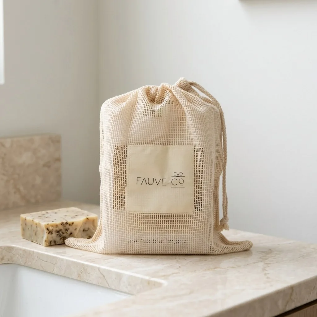 Mesh pouch prepared for international packaging use